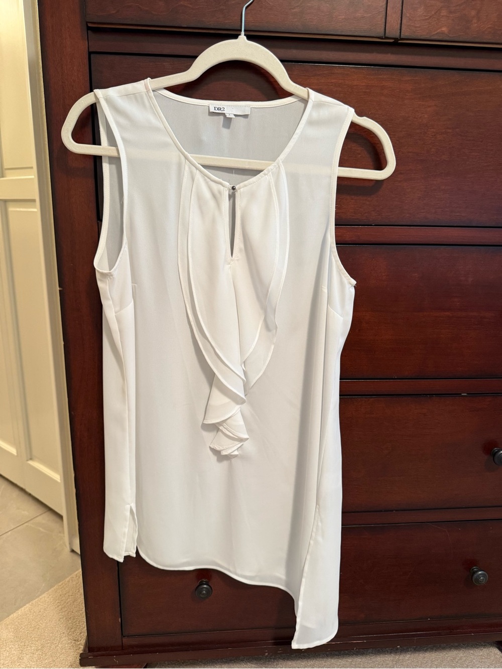 DR2 Cream Ruffle Front Sleeveless Camisole
